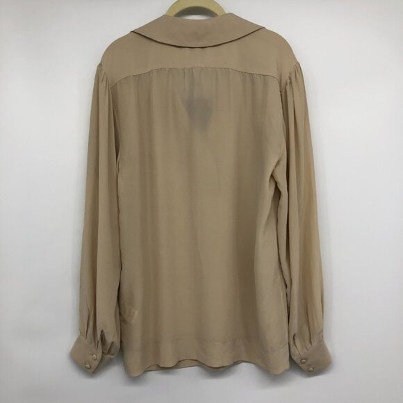 NWT Rachel Zoe light beige 100% silk long sleeve blouse size ~ Medium - Picture 2 of 16